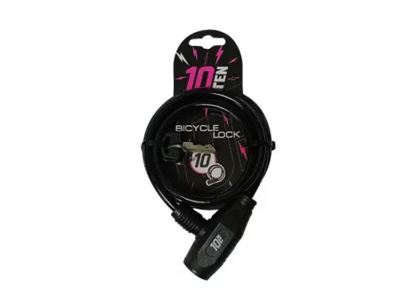 Candado 10TEN Espiral con Llave, Black, 6x1000 mm, Recubierto